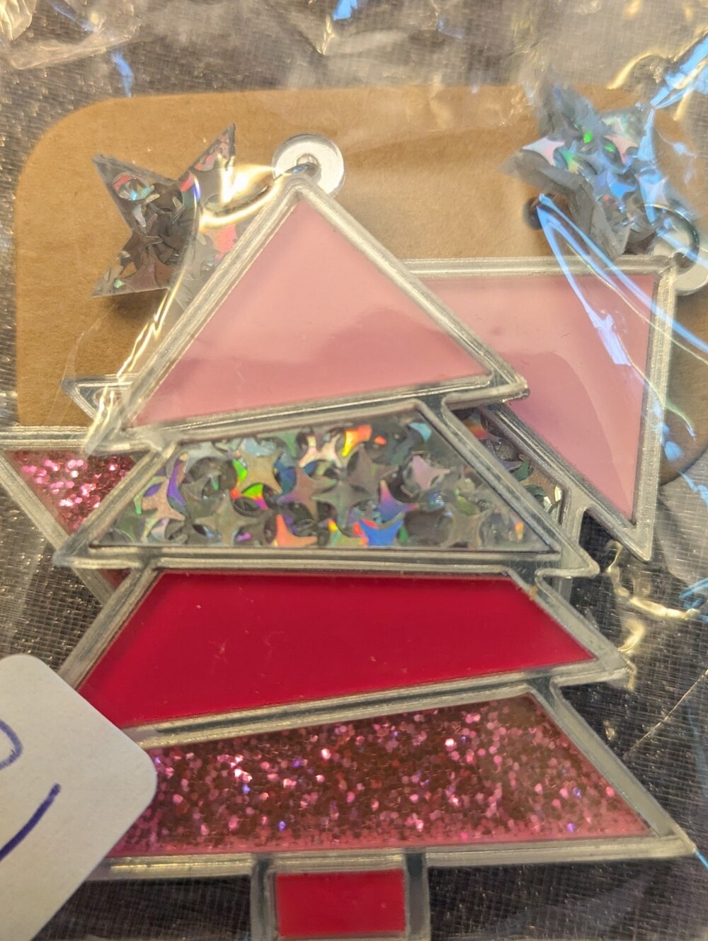 21. NWT Pink/Silver Holiday Tree Pin With Earrings (Free With $50.00 Purchase)